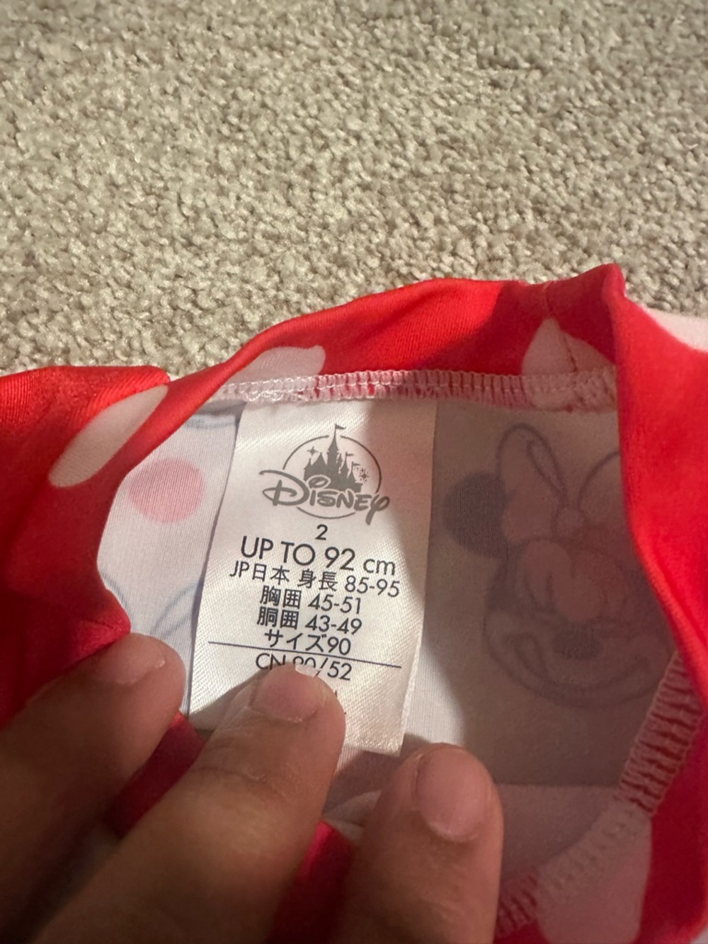 Disney Girls Minnie Mouse Rash Guard Swim Top in Red, White & Navy - Picture 3 of 3